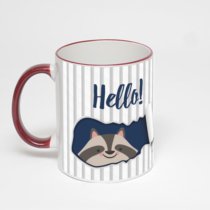 Кружка с бордовой ручкой и ободком