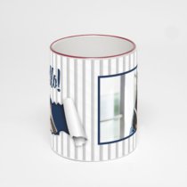 Кружка с бордовой ручкой и ободком