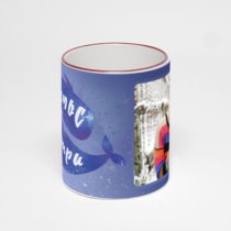 Кружка с бордовой ручкой и ободком