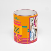 Кружка с бордовой ручкой и ободком