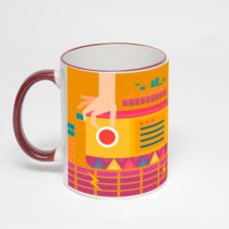 Кружка с бордовой ручкой и ободком