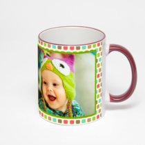 Кружка с бордовой ручкой и ободком