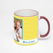 Кружка с бордовой ручкой и ободком