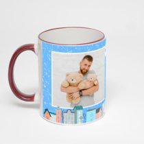 Кружка с бордовой ручкой и ободком