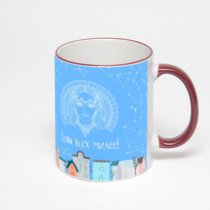 Кружка с бордовой ручкой и ободком