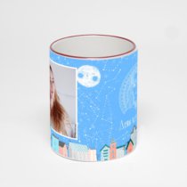 Кружка с бордовой ручкой и ободком