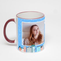 Кружка с бордовой ручкой и ободком