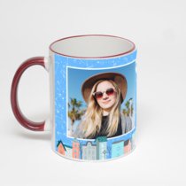 Кружка с бордовой ручкой и ободком