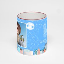 Кружка с бордовой ручкой и ободком