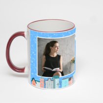 Кружка с бордовой ручкой и ободком