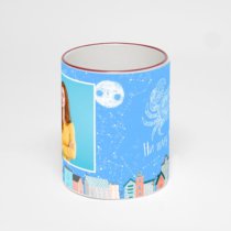 Кружка с бордовой ручкой и ободком