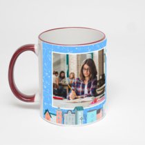 Кружка с бордовой ручкой и ободком