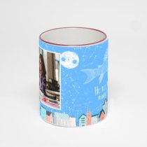 Кружка с бордовой ручкой и ободком