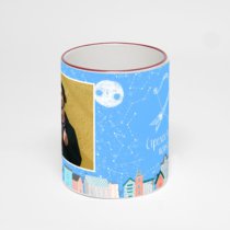 Кружка с бордовой ручкой и ободком