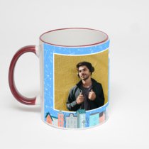 Кружка с бордовой ручкой и ободком