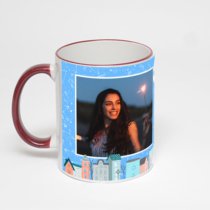 Кружка с бордовой ручкой и ободком