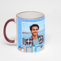 Кружка с бордовой ручкой и ободком