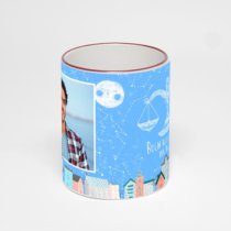 Кружка с бордовой ручкой и ободком