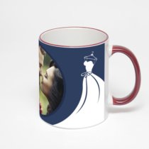 Кружка с бордовой ручкой и ободком