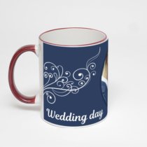 Кружка с бордовой ручкой и ободком