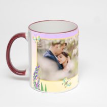 Кружка с бордовой ручкой и ободком