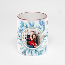 Кружка с бордовой ручкой и ободком