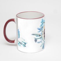Кружка с бордовой ручкой и ободком