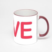 Кружка с бордовой ручкой и ободком