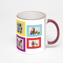 Кружка с бордовой ручкой и ободком