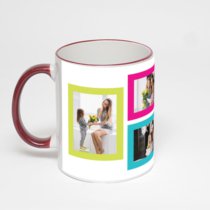 Кружка с бордовой ручкой и ободком