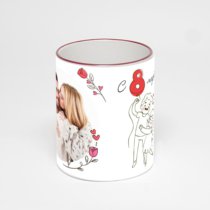 Кружка с бордовой ручкой и ободком