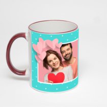 Кружка с бордовой ручкой и ободком