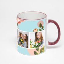 Кружка с бордовой ручкой и ободком