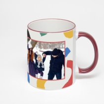 Кружка с бордовой ручкой и ободком