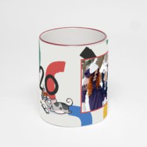 Кружка с бордовой ручкой и ободком