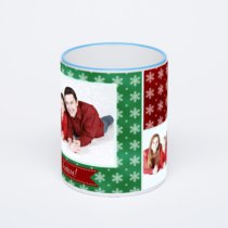 Кружка с синей ручкой и ободком