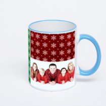 Кружка с синей ручкой и ободком