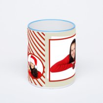 Кружка с синей ручкой и ободком