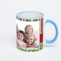 Кружка с синей ручкой и ободком