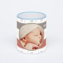 Кружка с синей ручкой и ободком