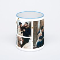 Кружка с синей ручкой и ободком