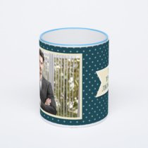 Кружка с синей ручкой и ободком