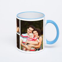 Кружка с синей ручкой и ободком