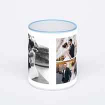 Кружка с синей ручкой и ободком