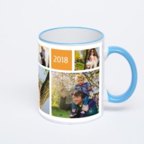 Кружка с синей ручкой и ободком