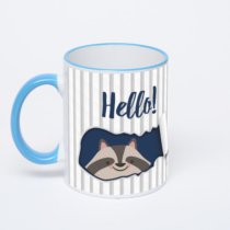 Кружка с синей ручкой и ободком