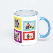 Кружка с синей ручкой и ободком