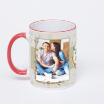 Кружка с красной ручкой и ободком