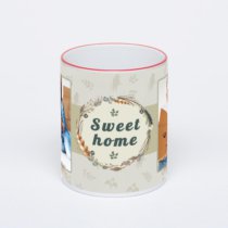 Кружка с красной ручкой и ободком