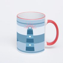 Кружка с красной ручкой и ободком